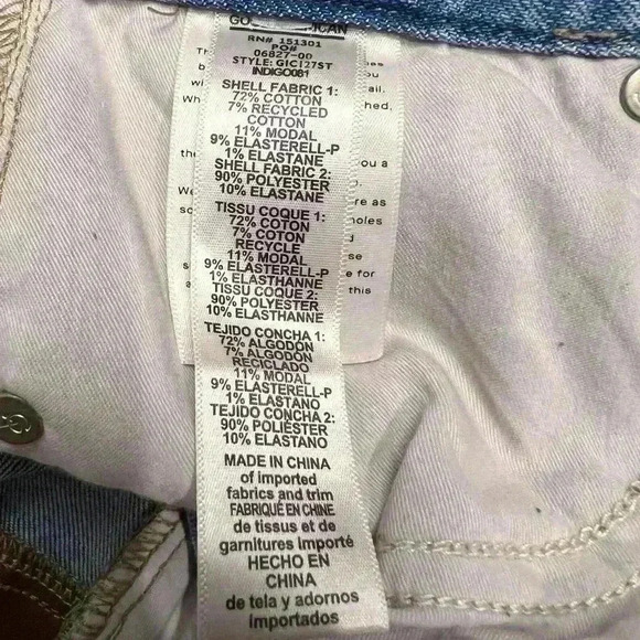 GOOD AMERICAN Icon Mixed Media Denim & Faux Suede Pants In Indigo081 Size 2/26 - Picture 9 of 9